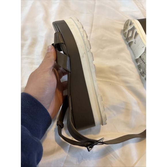 GIANNI BINI Dartann‎ OLIVE BROWN Leather ANKLE STRAP Platform Wedge SANDALS 6.5 - Picture 10 of 12